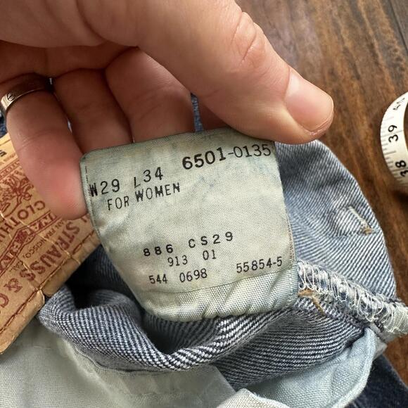 Vintage 90s Levis 501 29x34 USA Blue Denim Jeans Act 27x29 Med Wash Custom Bee - Picture 12 of 16